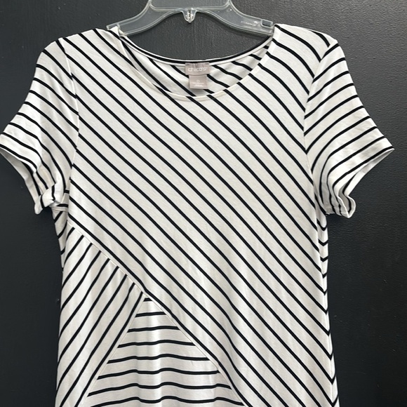 Chicos Maxi Asymmetrical Black & White Striped Dress Size 0 ( US 4-6) - Picture 4 of 7
